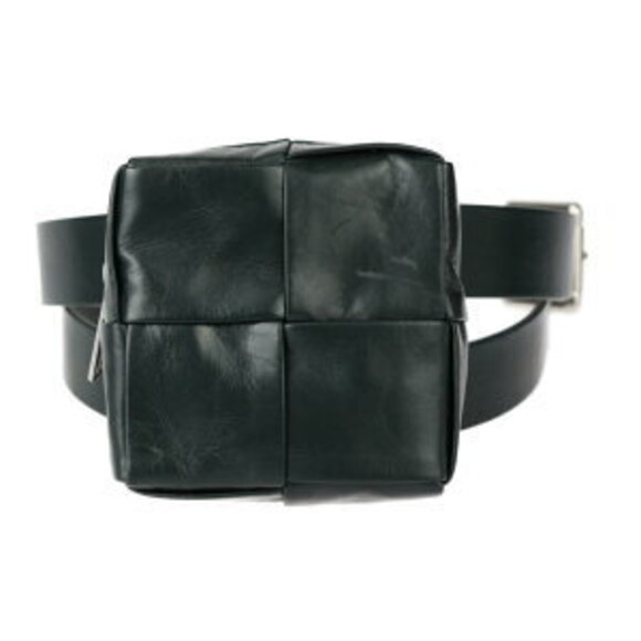 Bottega Veneta Handbags - BOTTEGA VENETA Intrecciato belt bag waist calf leather green silver cassette